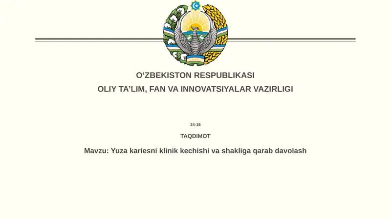 Kariesning klinik kechishi va shakllariga qarab davolash usullari