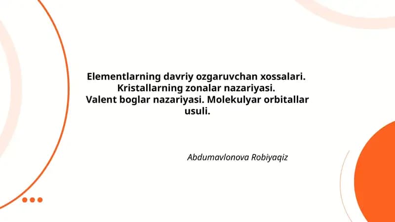Elementlarning davriy ozgaruvchan xossalari