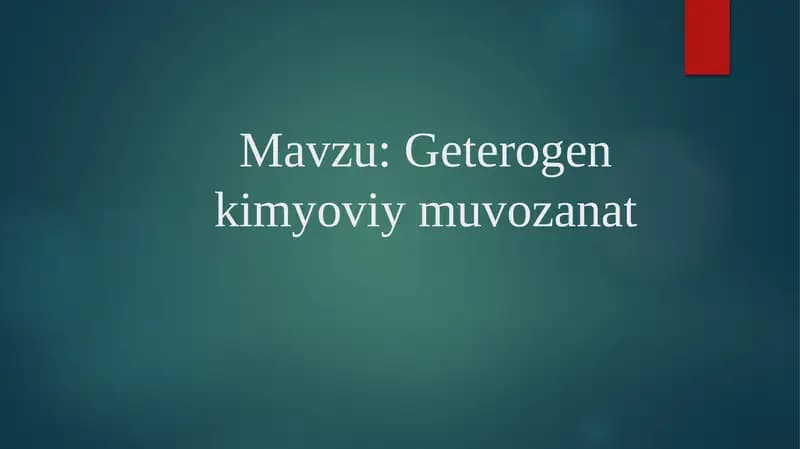 Geterogen kimyoviy muvozanat