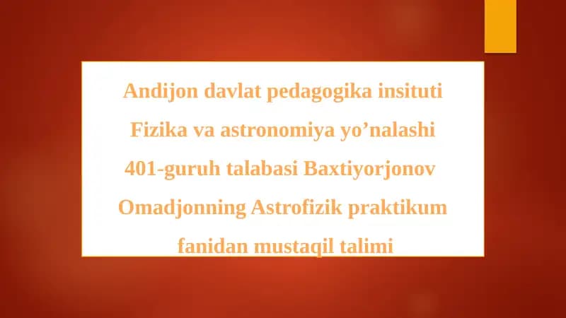 Astrofizik praktikum fani davriy harorat datchiklari