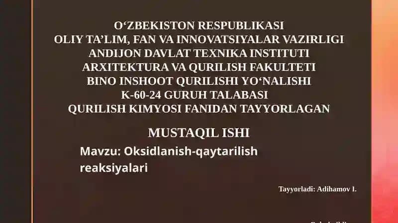 Oksidlanish-qaytarilish reaksiyalari