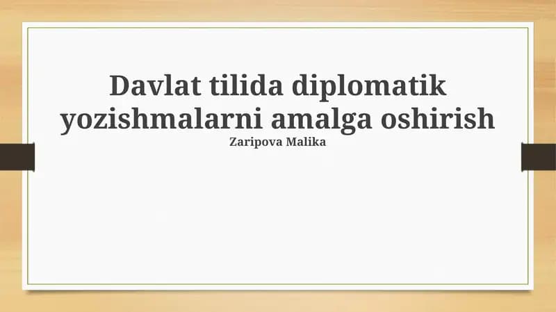Davlat tilida diplomatik yozishmalarni amalga oshirish