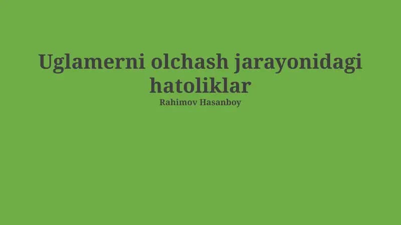O'lchash Jarayonidagi Xatolar
