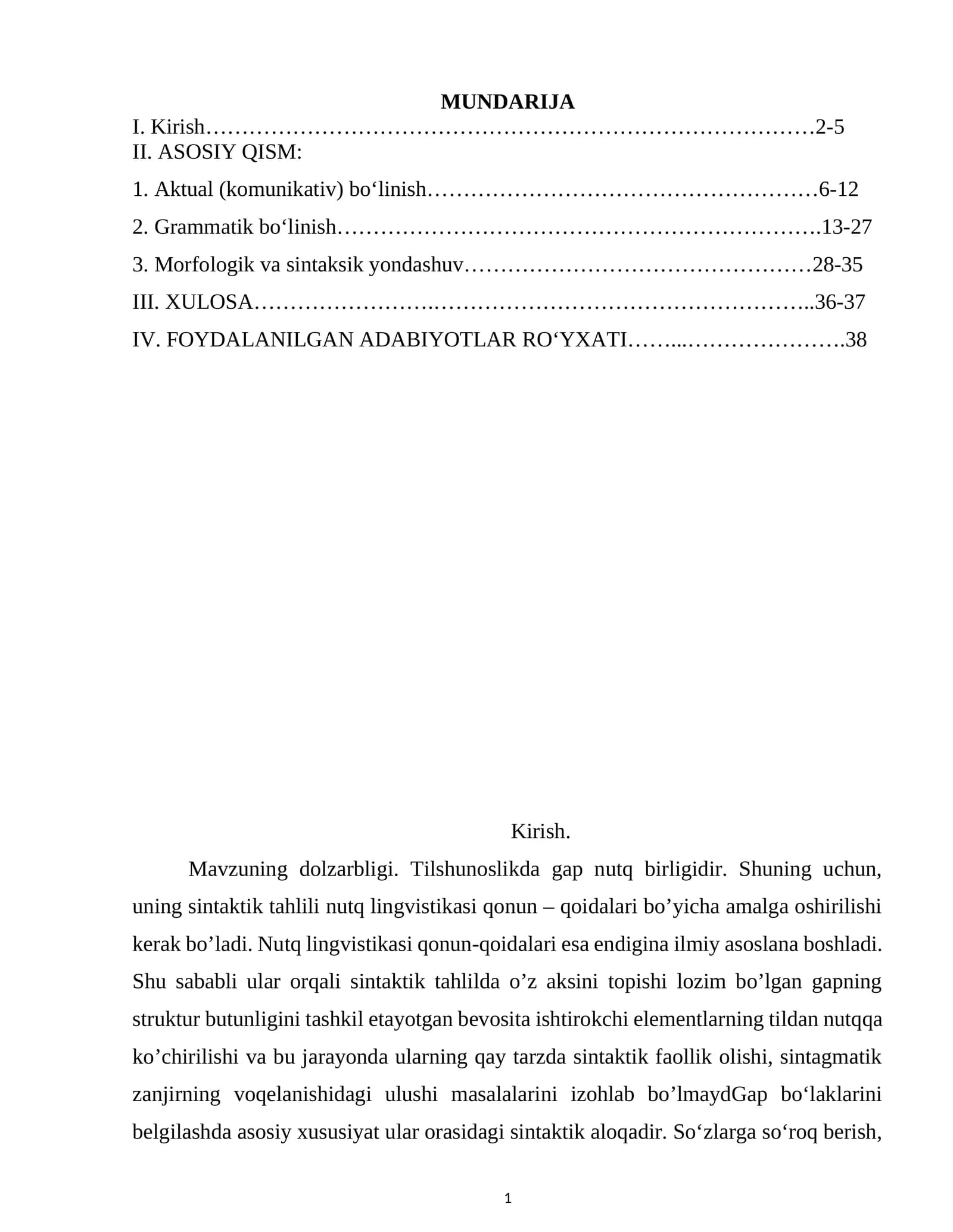 Mavzuning dolzarbligi