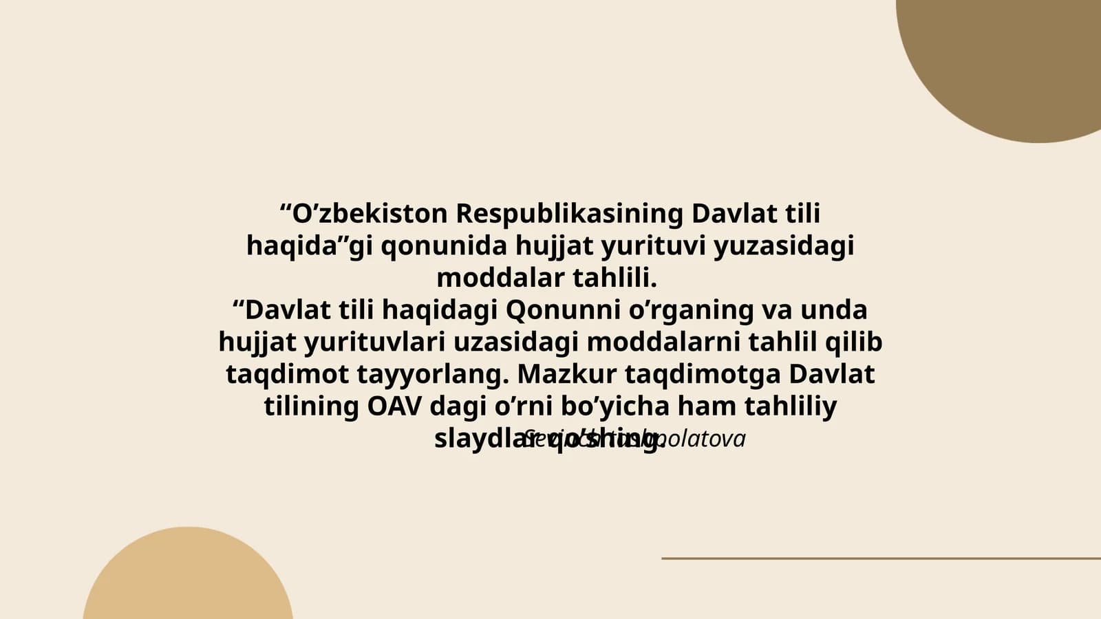 O’zbekiston Respublikasining Davlat tili haqida Qonun