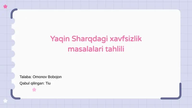 Yaqin Sharqdagi xavfsizlik masalalari tahlili