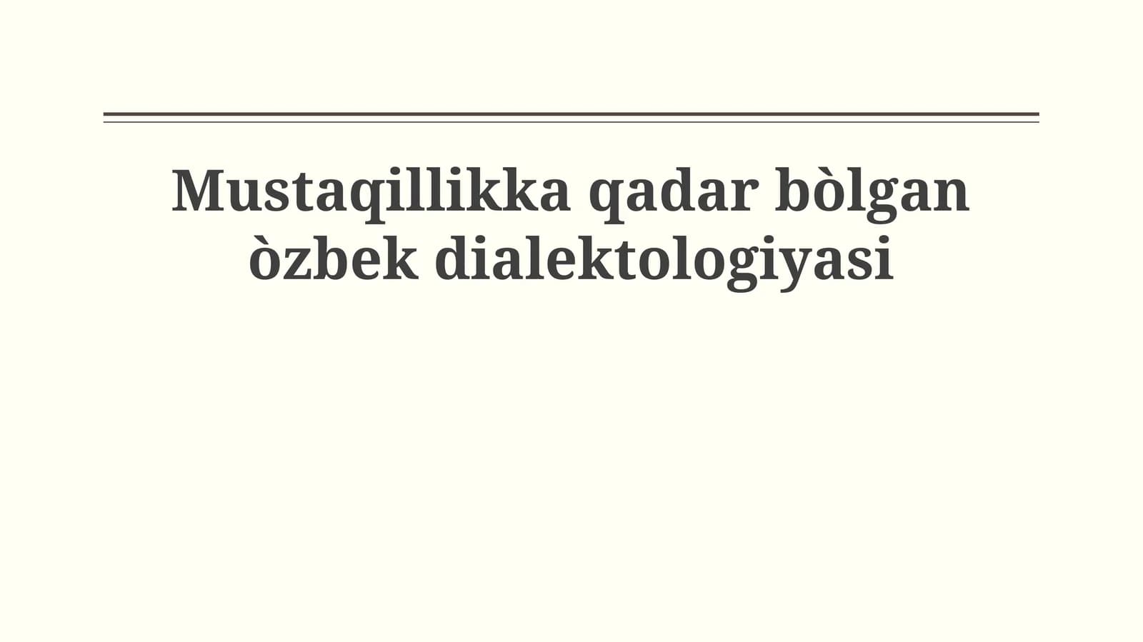 Oʻzbek Dialetlogiyasi
