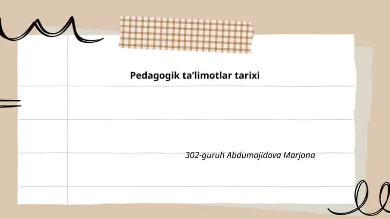 Pedagogik ta'limotlar tarixi