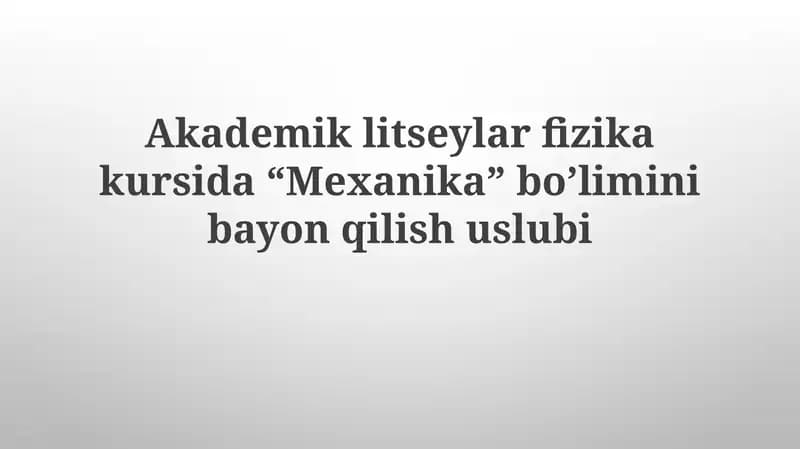 Mexanika bo'limi