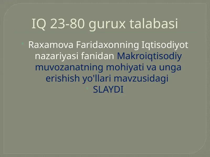 Raxamova Faridaxonning Iqtisodiyot Nazariyasi