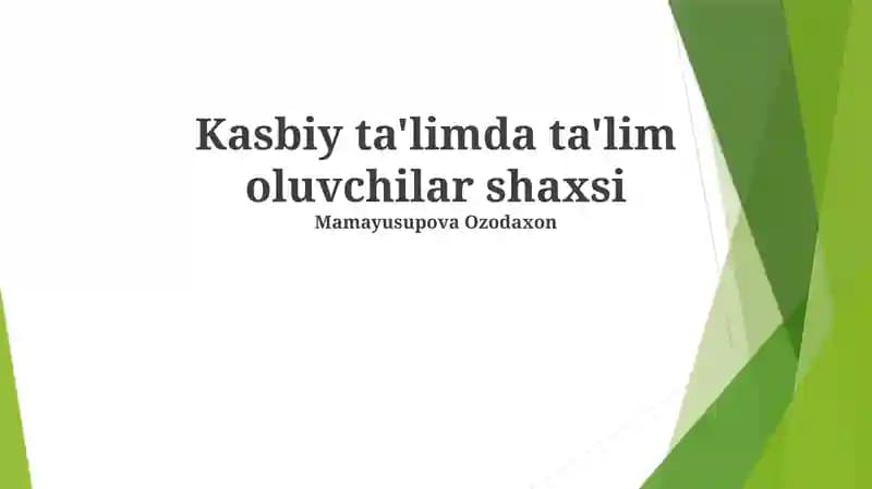 Kasbiy ta'limda individual yondashuv