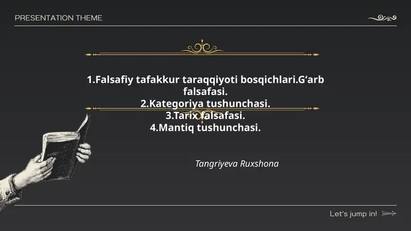 Falsafiy tafakkurning qadimiy bosqichlari va Gʻarb antik falsafasi