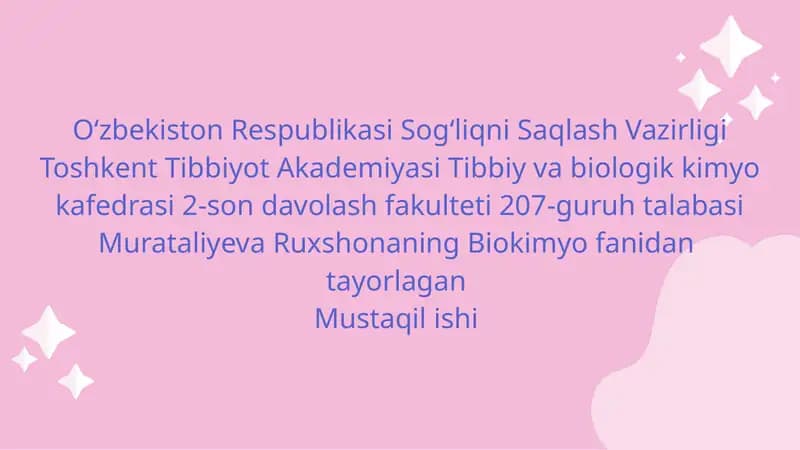 Semizlik kasalligi biokimyoviy omillari