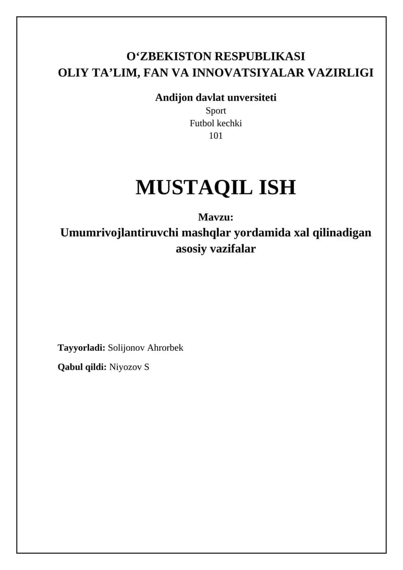 Umumiy rivojlantiruvchi mashqlar