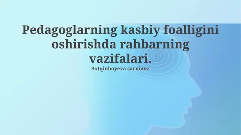 O'qituvchi kasbiy faolligini oshirishda liderlik