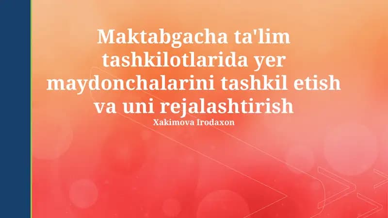 O'yin maydonchalari tashkil etish
