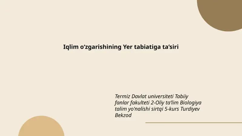 Iqlim o‘zgarishining Yer tabiatiga ta’siri