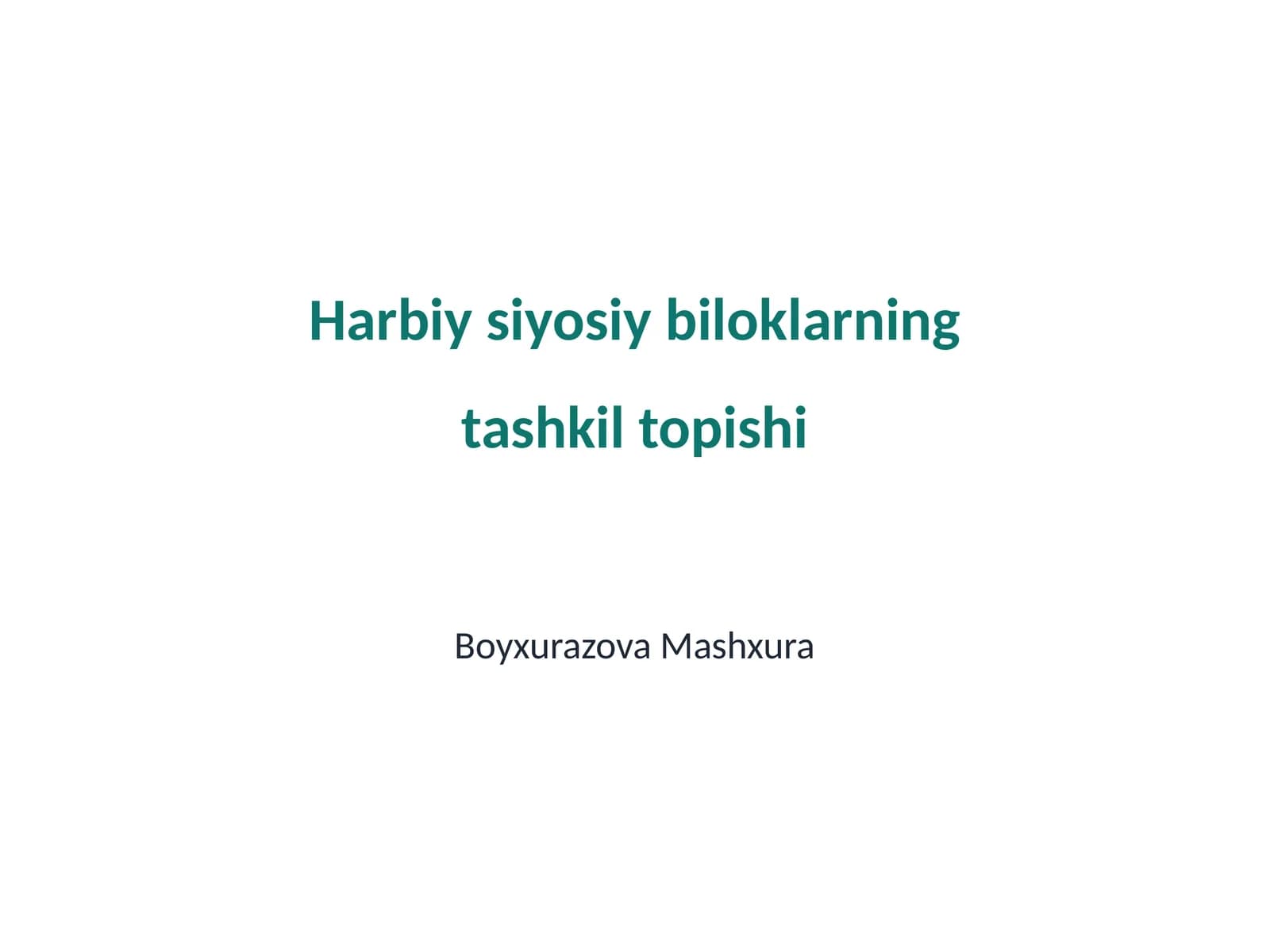 Harbiy siyosiy biloklarning tashkil topishi