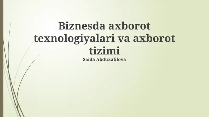 Biznesda axborot texnologiyalari va axborot tizimi