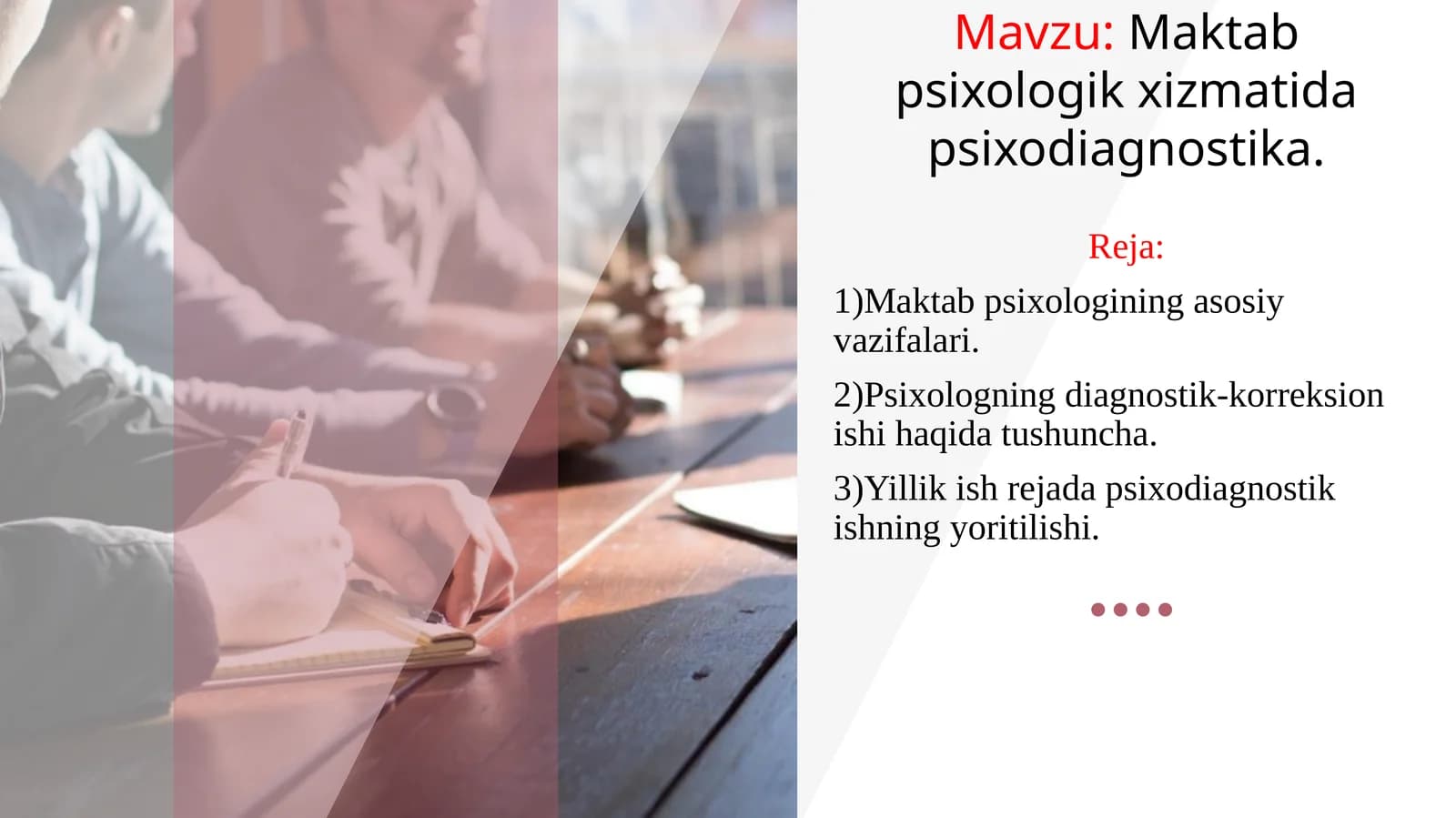 Maktab psixologik xizmatida psixodiagnostika