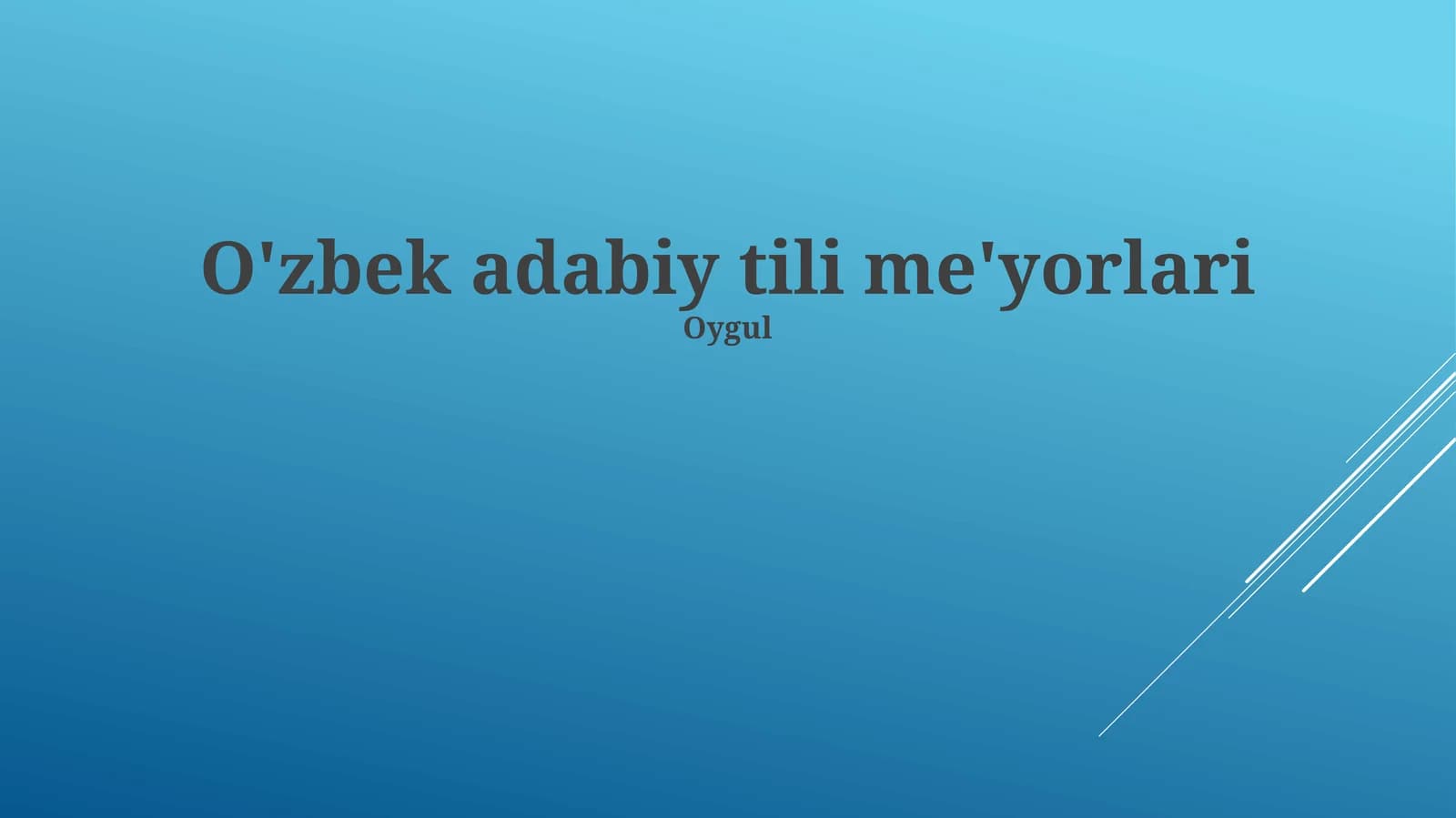 O'zbek adabiy tili me'yorlari