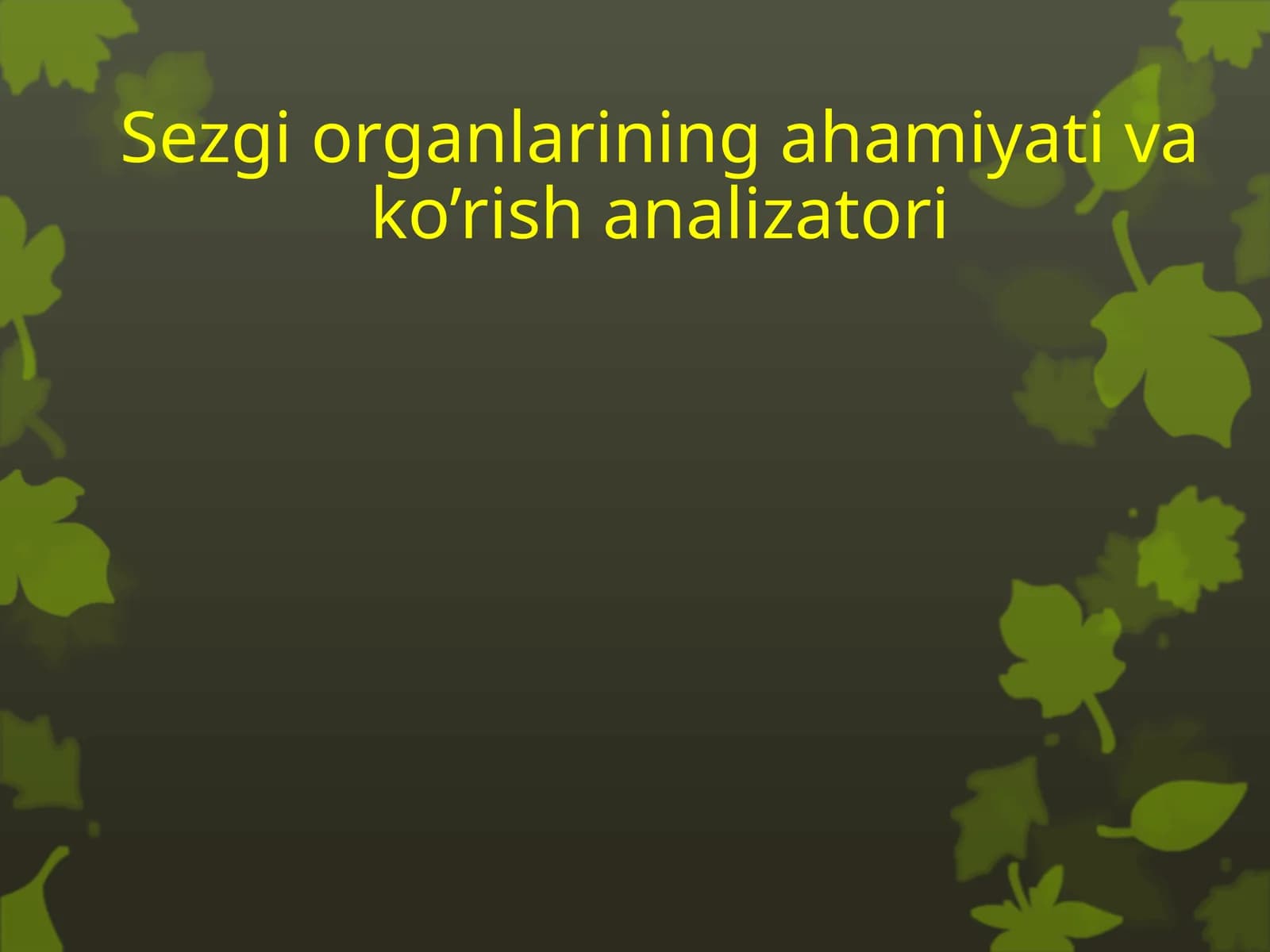 Sezgi organlarining ahamiyati va ko’rish analizatori