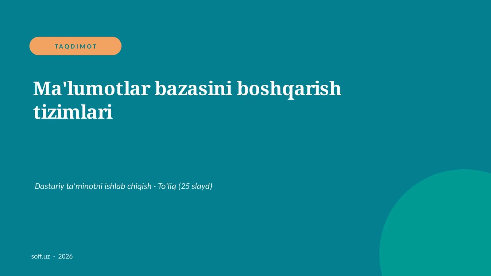 Ma'lumotlar bazasini boshqarish tizimlari