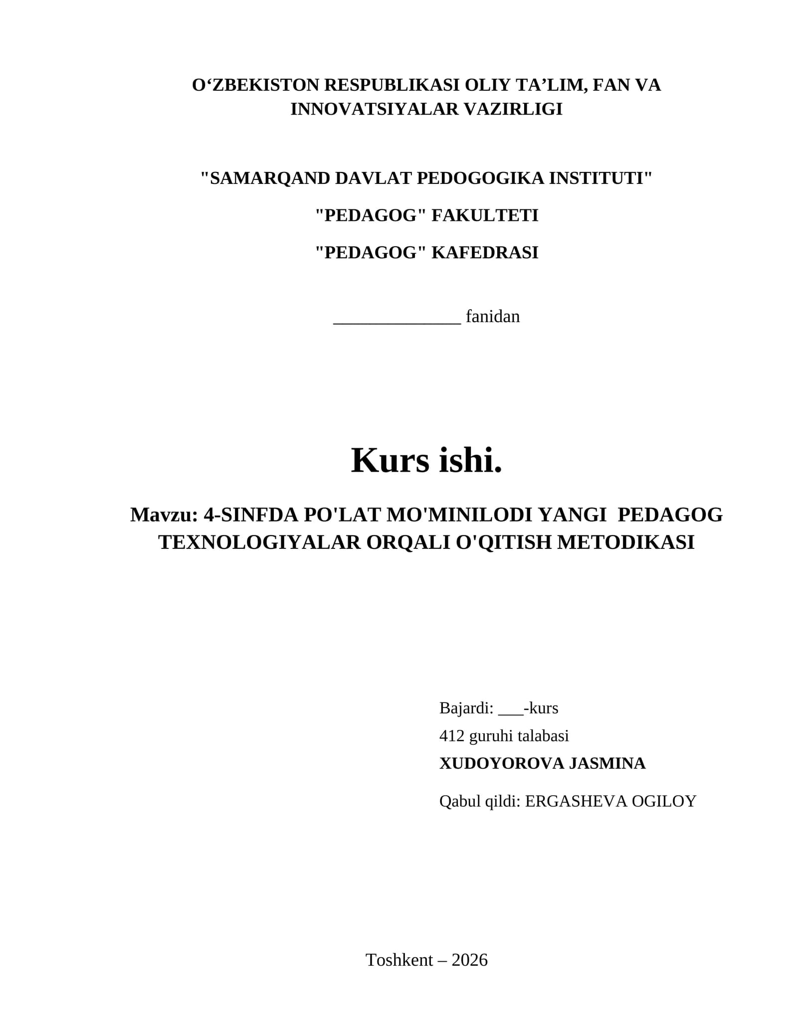 4-SINFDA PO'LAT MO'MINILODI YANGI  PEDAGOG TEXNOLOGIYALAR ORQALI O'QITISH METODIKASI