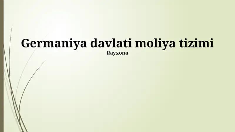 Germaniya davlati moliya tizimi