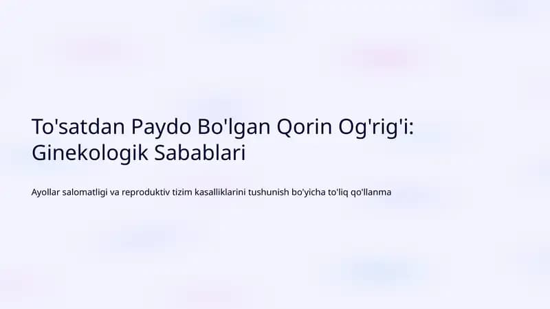 Qorin Og'rig'i: Ginekologik Sabablari