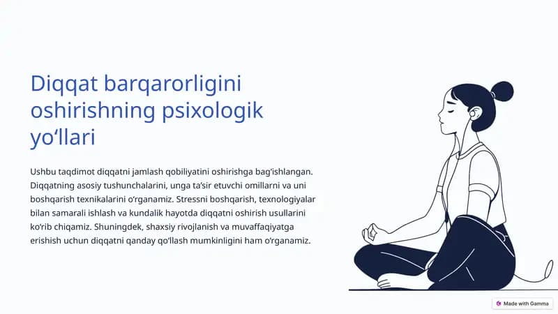 Diqqat barqarorligini oshirishning psixologik yo‘llari
