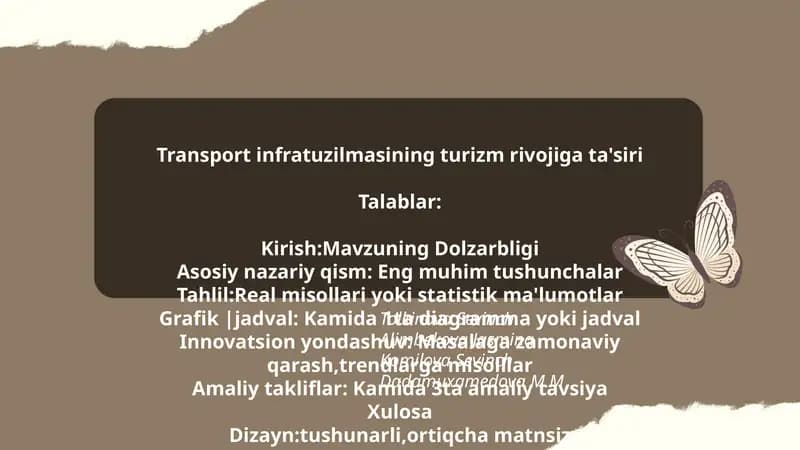 Transport infratuzilmasining turizm rivojiga ta'siri