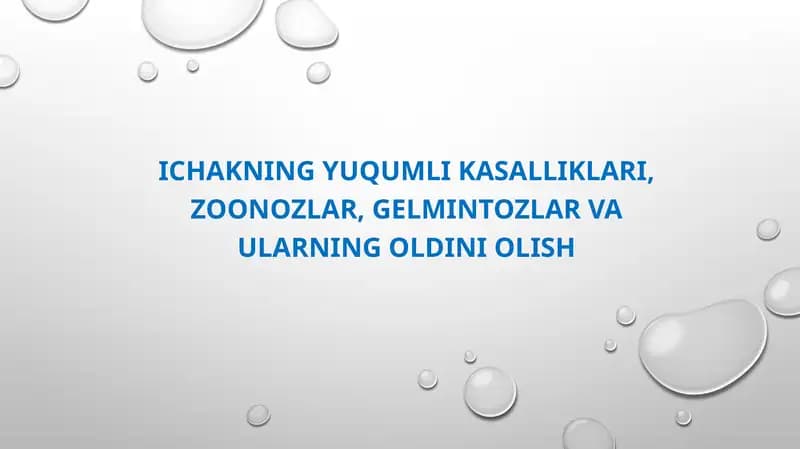 Yuqumli kasalliklar va ularning oldini olish