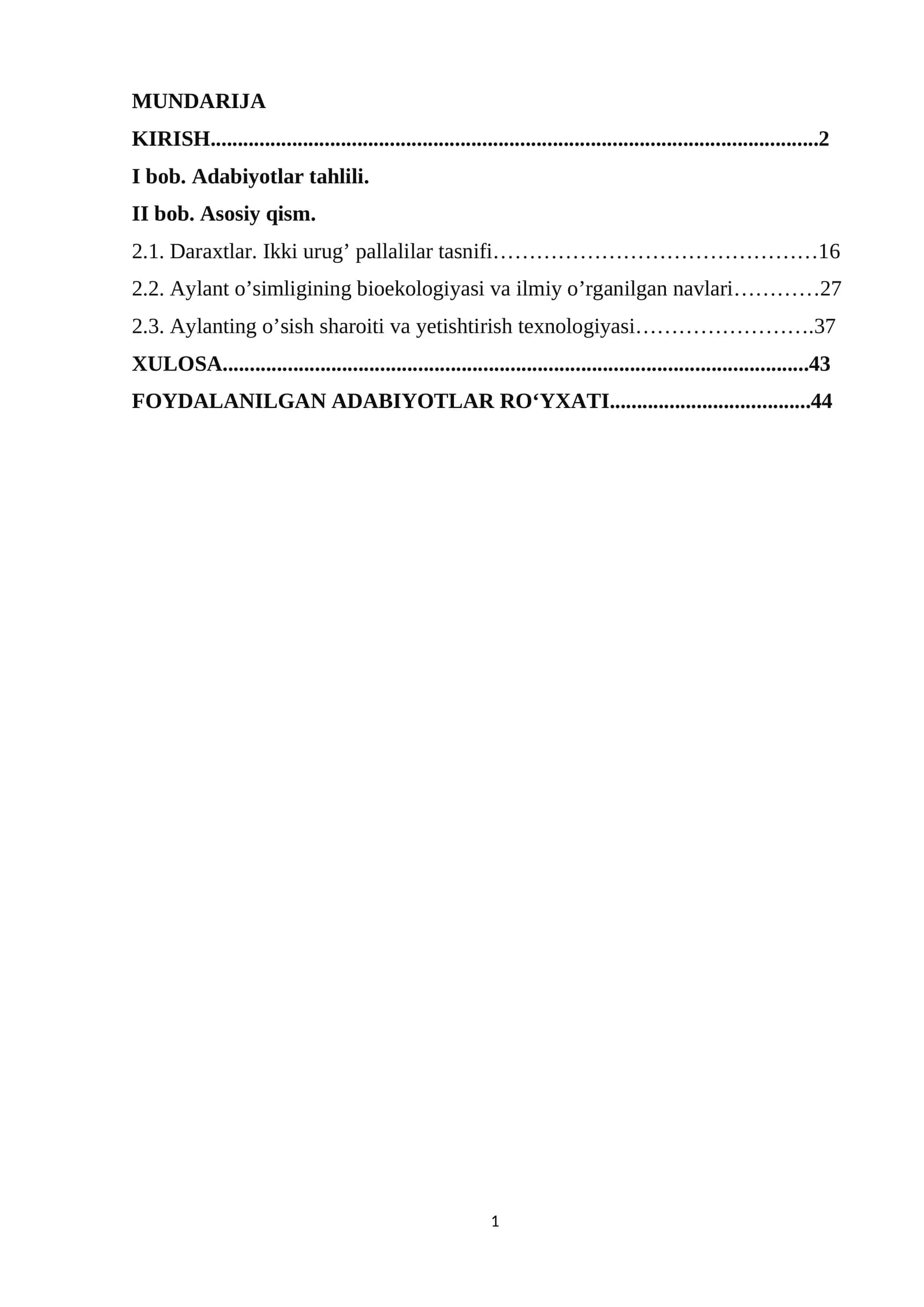 Aylant o’simligining bioekologiyasi va yetishtirish texnologiyasi
