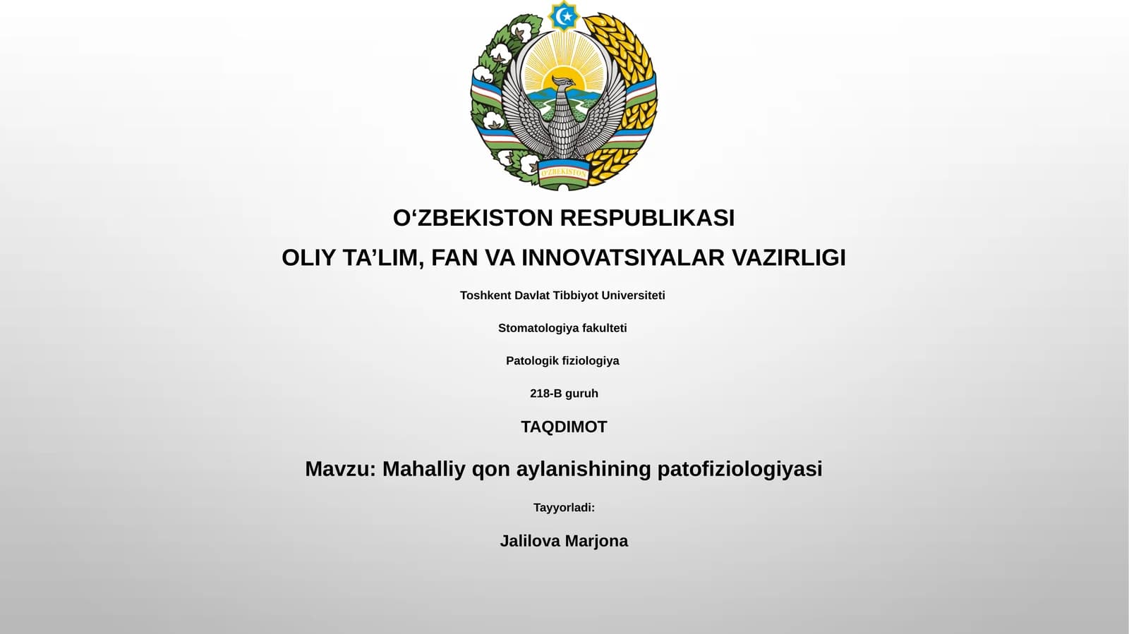 Mahalliy qon aylanishining patofiziologiyasi