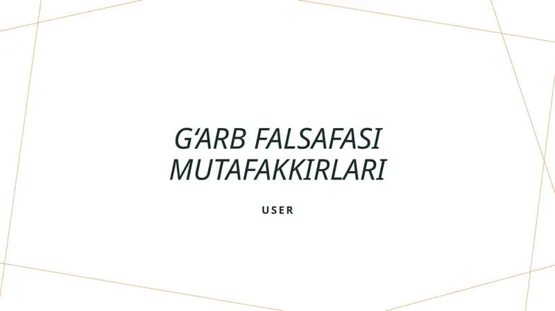 G‘arb falsafasi mutafakkirlari