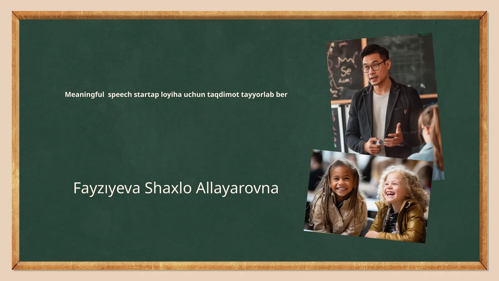Startap loyihasi uchun taqdimot tayyorlab ber