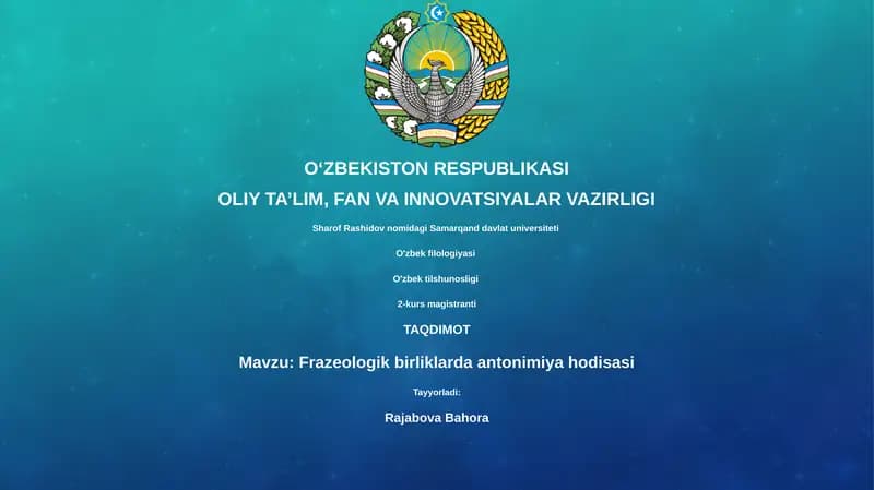 Frazeologik birliklarda antonimiya hodisasi