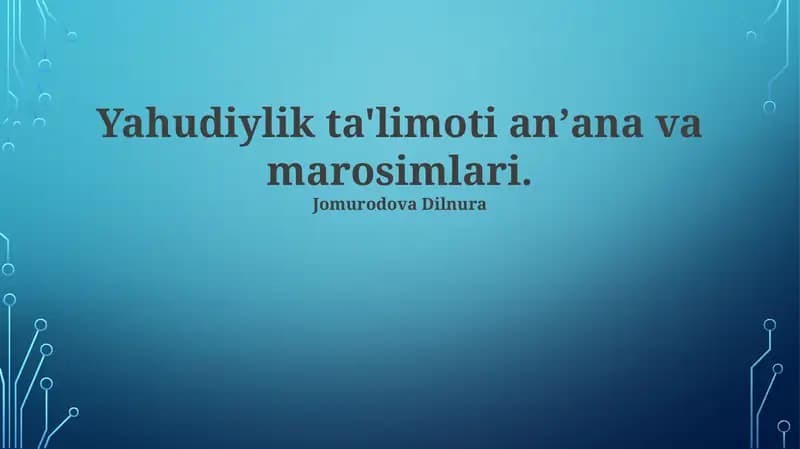 Yahudiylik ta'limoti anʼana va marosimlari