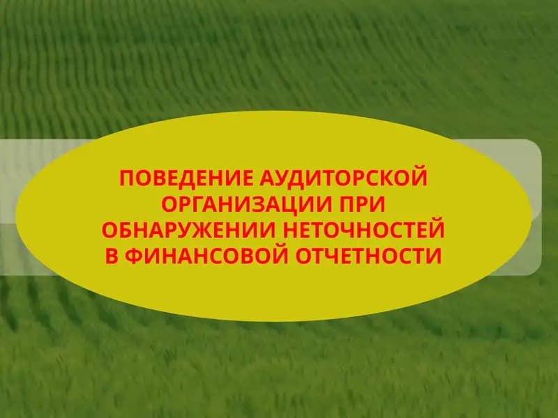 ПОВЕДЕНИЕ АУДИТОРСКОЙ ОРГАНИЗАЦИИ ПРИ ОБНАРУЖЕНИИ НЕТОЧНОСТЕЙ В ФИНАНСОВОЙ ОТЧЕТНОСТИ