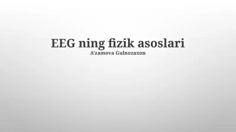EEG ning fizik asoslari
