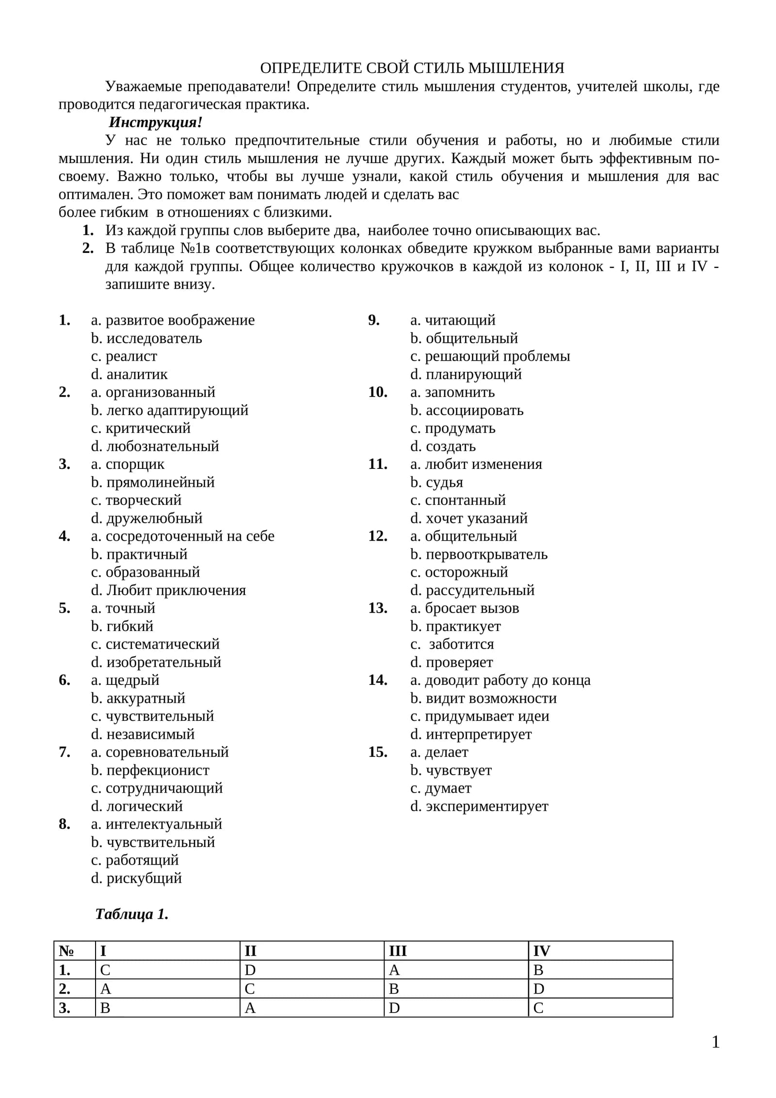 Определите свой стиль мышления