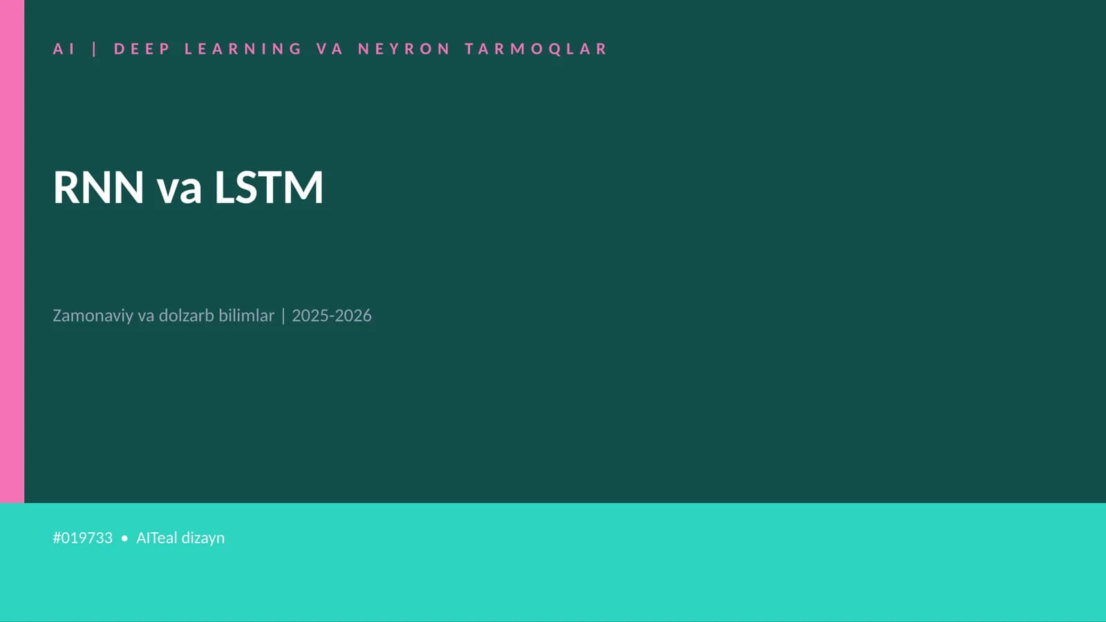 AI | DEEP LEARNING VA NEYRON TARMOQLAR
