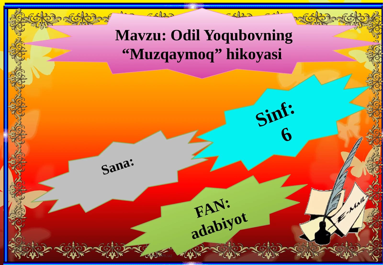 6-sinf Adabiyot fanidan Odil Yoqubov Muzqaymoq hikoyasi dars taqdimoti