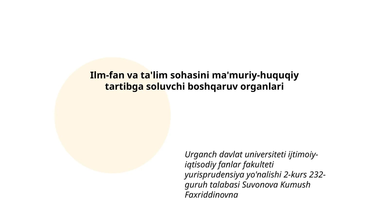 Ilm-fan va ta'lim sohasini ma'muriy-huquqiy tartibga soluvchi boshqaruv organlari
