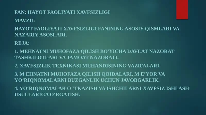 Hayotfaoliyati xavfsizligi