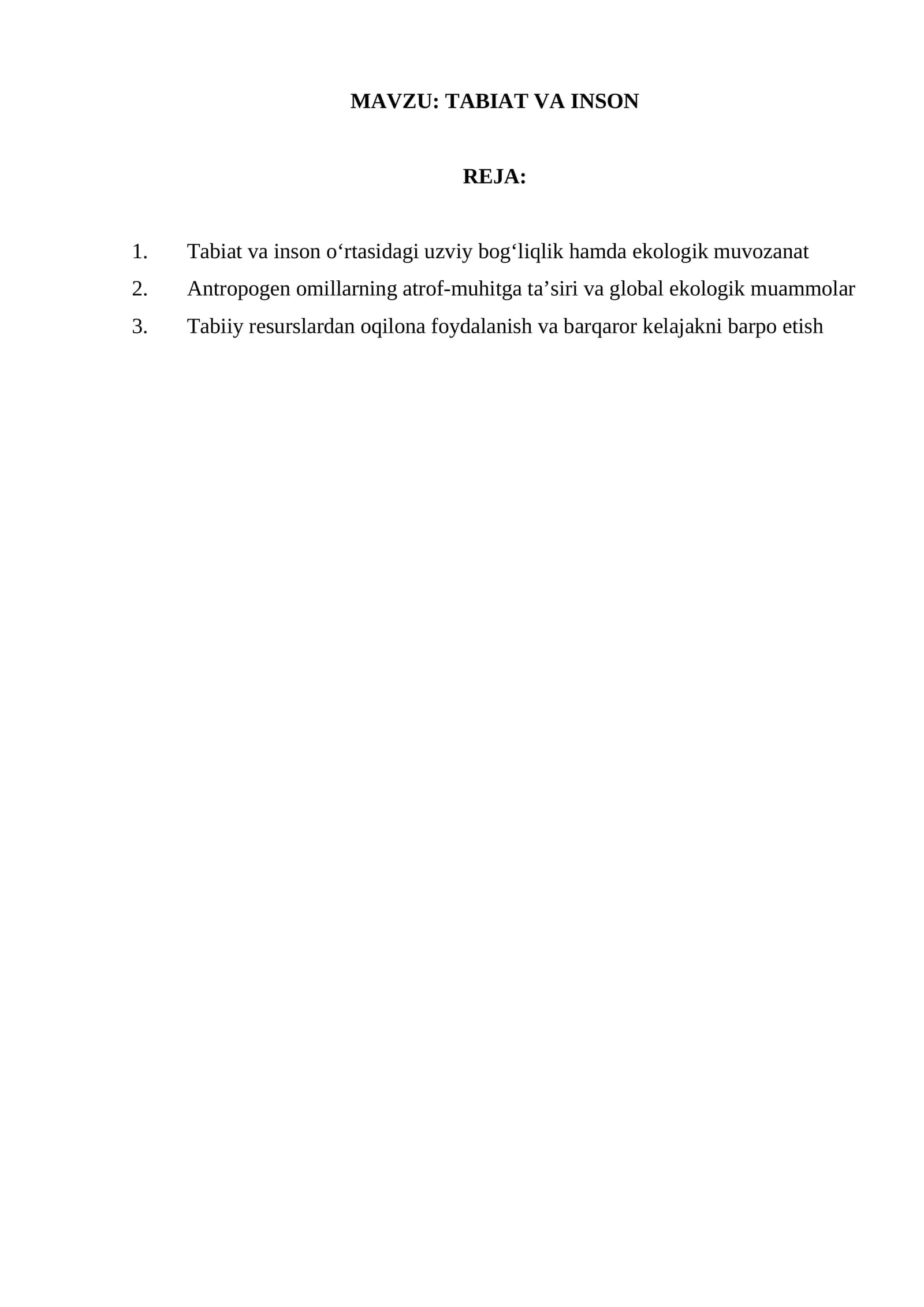 TABIAT VA INSON