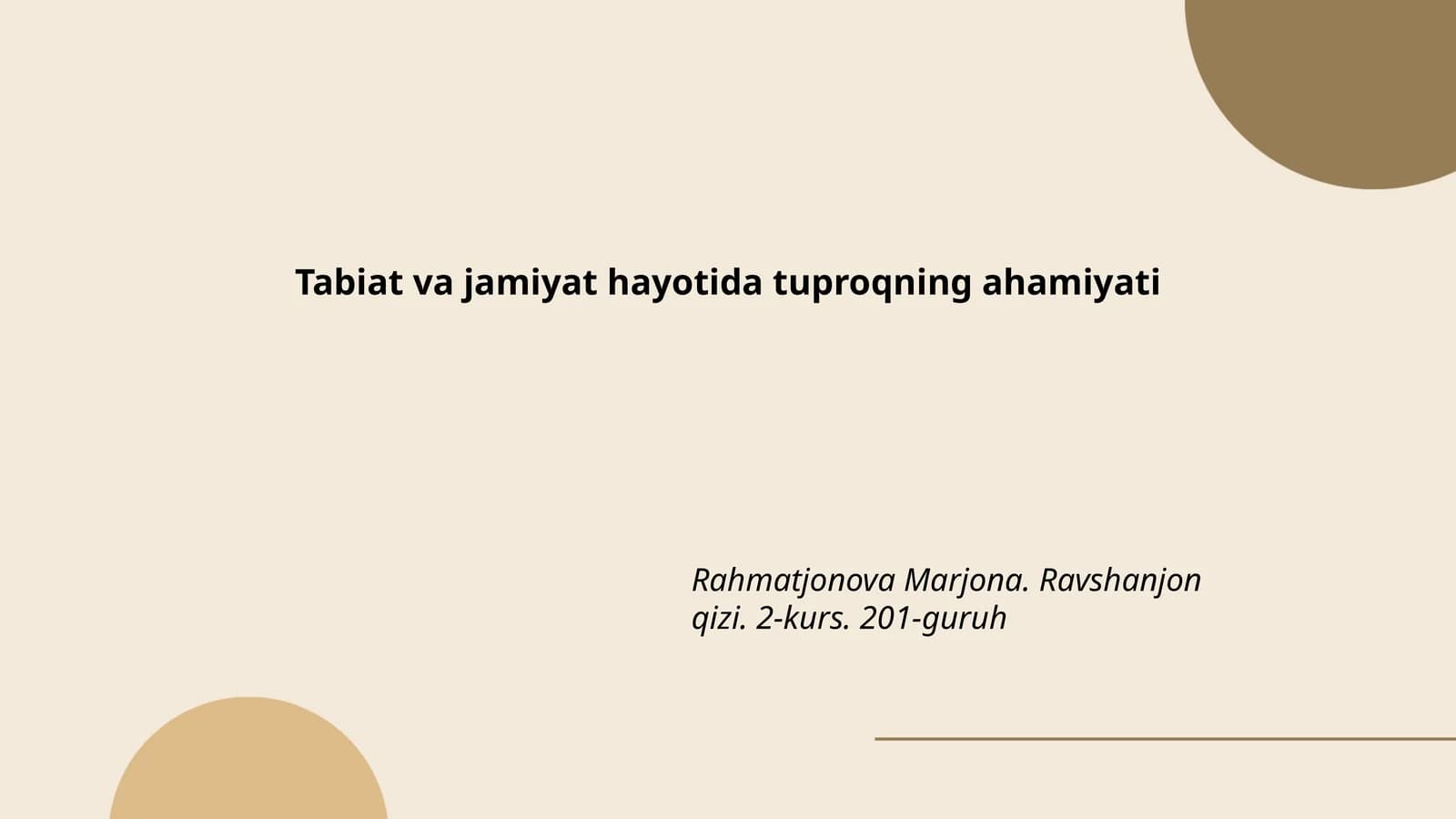 Tuproqning Ekologik Ahamiyati
