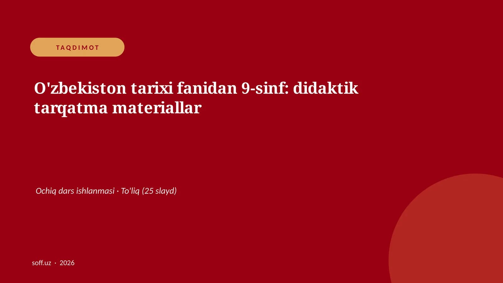 O'zbekiston tarixi fanidan 9-sinf: didaktik tarqatma materiallar