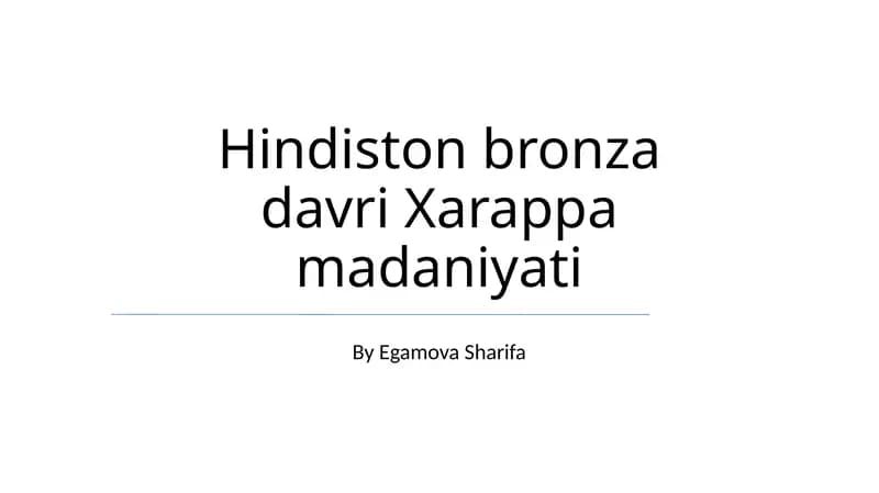 Hindiston bronza davri Xarappa madaniyati